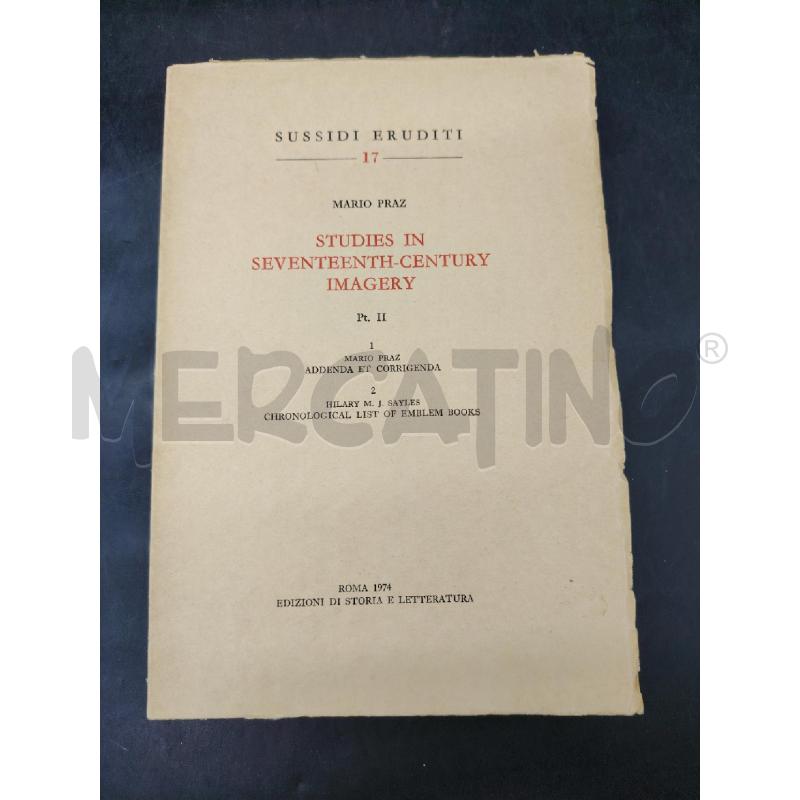PRAZ STUDIES IN SEVENTEENTH CENTURY IMAGERY 2 VOL | Mercatino dell'Usato Roma eur 3
