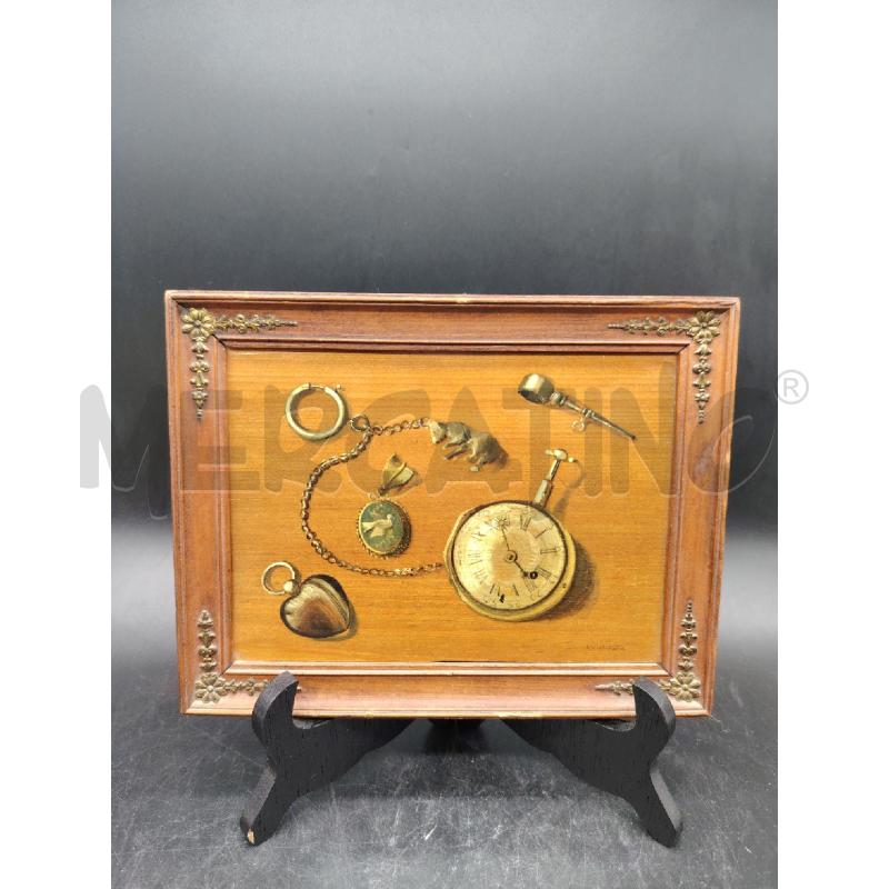 QUADRETTO  LEGNO OROLOGIO DA TASCHINO | Mercatino dell'Usato Roma eur 1
