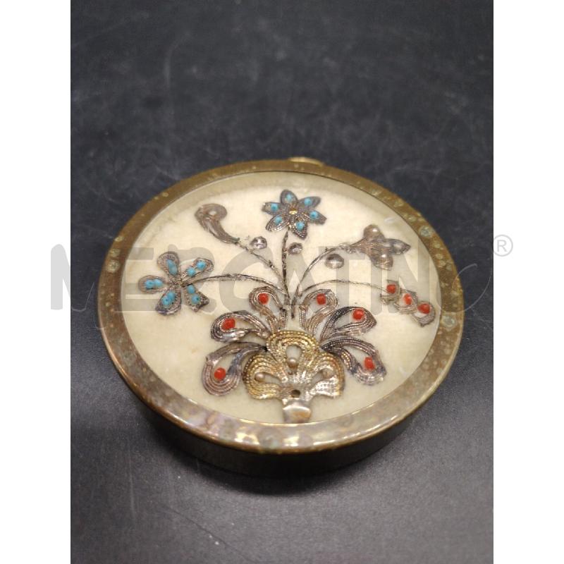 QUADROUCCIO DECORI FIORI PERLINE BLU | Mercatino dell'Usato Roma eur 1