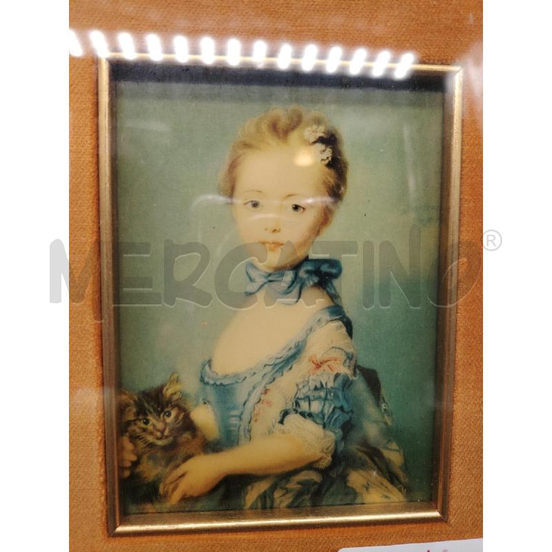 QUADRO C/DOR VOLTO RAGAZZA C/GATTO | Mercatino dell'Usato Roma eur 2