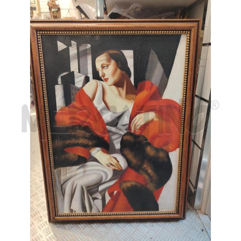 QUADRO C/LEGNO DONNA VESTE ROSSA | Mercatino dell'Usato Roma eur 1