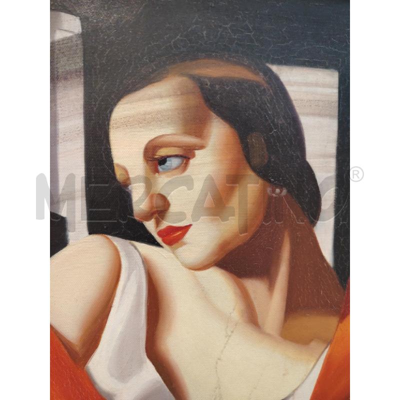 QUADRO C/LEGNO DONNA VESTE ROSSA | Mercatino dell'Usato Roma eur 2