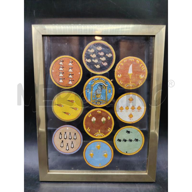 QUADRO CARTE DA GIOCO INDIANE GANJIFA | Mercatino dell'Usato Roma eur 1