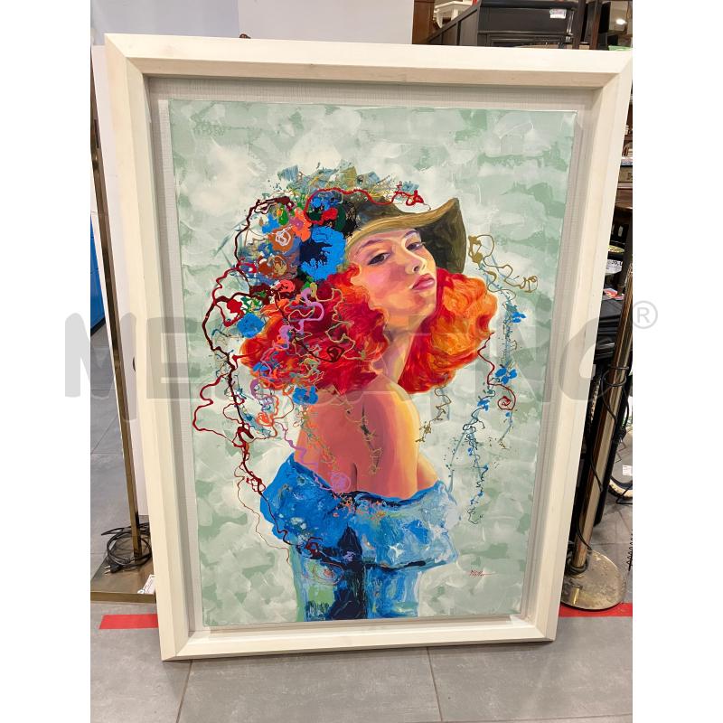 QUADRO DONNA DAI CAPELLI ROSSI  | Mercatino dell'Usato Roma eur 1