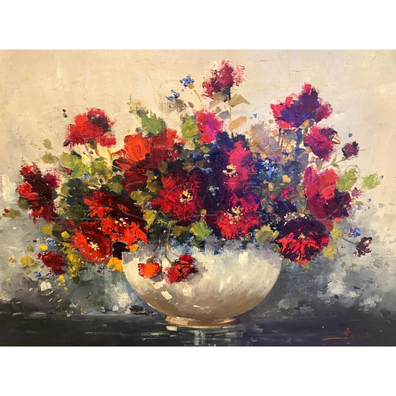 QUADRO VASO FIORI ROSSI CORNICE VEN | Mercatino dell'Usato Roma eur 2