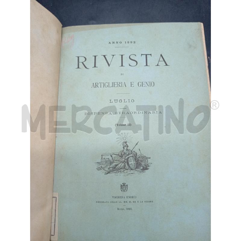 RIVISTA DI ARTIGLIERIA E GENIO 1892 | Mercatino dell'Usato Roma eur 2