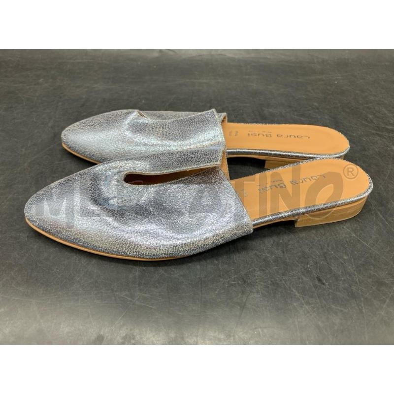 SABOT LAURA BUSI PELLE GRI METALLIZZ PELLE | Mercatino dell'Usato Roma eur 3