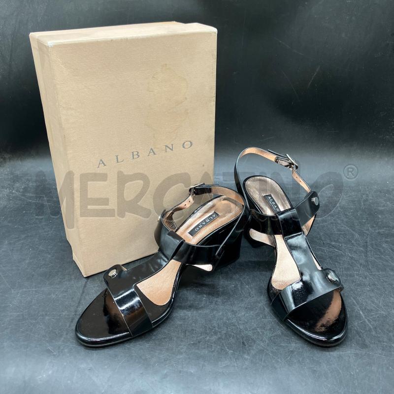 SANDALI ALBANO SCATOLA NERO VERNICE | Mercatino dell'Usato Roma eur 1