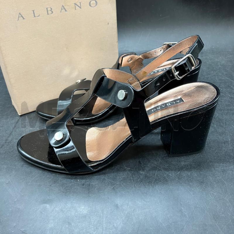 SANDALI ALBANO SCATOLA NERO VERNICE | Mercatino dell'Usato Roma eur 3