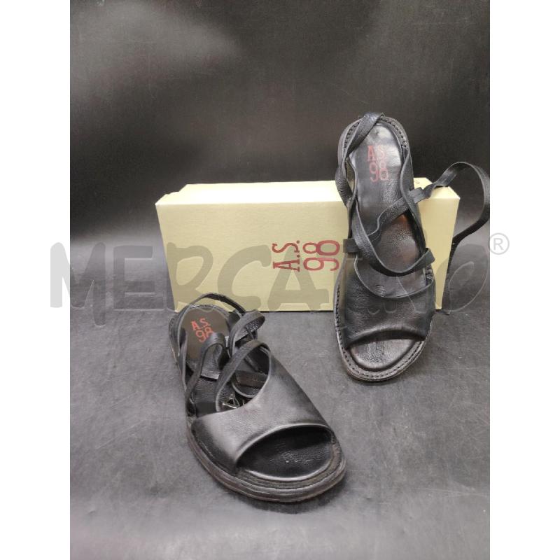 SANDALI D AS98 SCATO PELLE NERO | Mercatino dell'Usato Roma eur 1