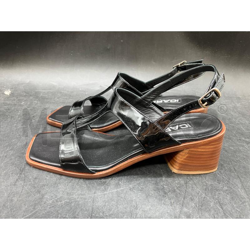 SANDALI D CAREL TACCO NERI LUCIDI  | Mercatino dell'Usato Roma eur 3