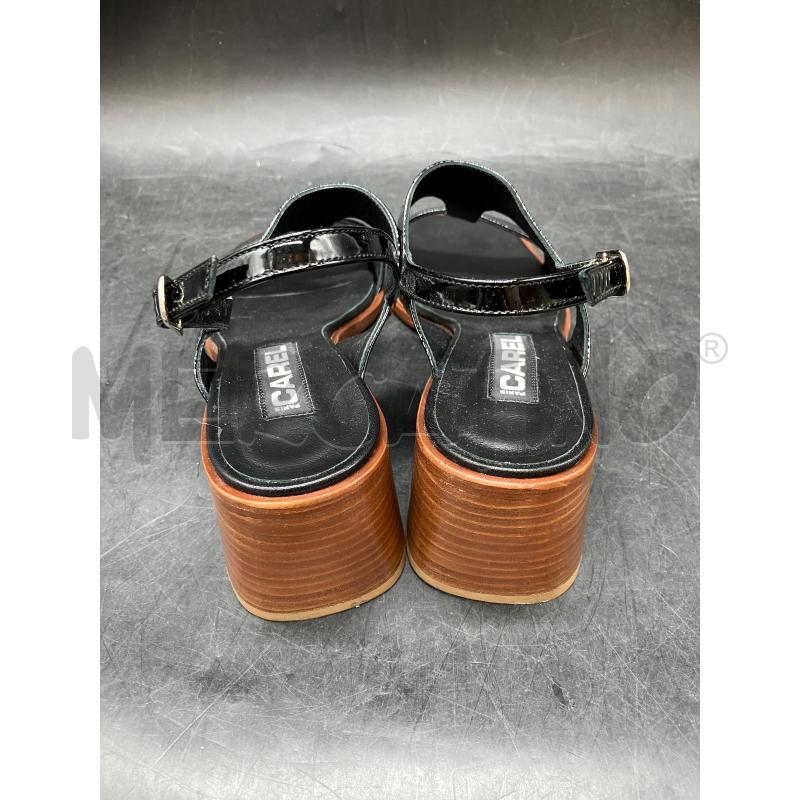 SANDALI D CAREL TACCO NERI LUCIDI  | Mercatino dell'Usato Roma eur 4