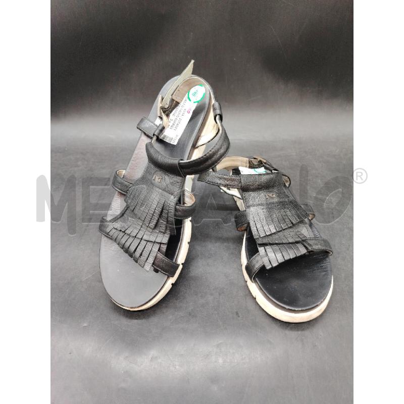 SANDALI D NERO GIARDINI NERO FRANGE  | Mercatino dell'Usato Roma eur 1