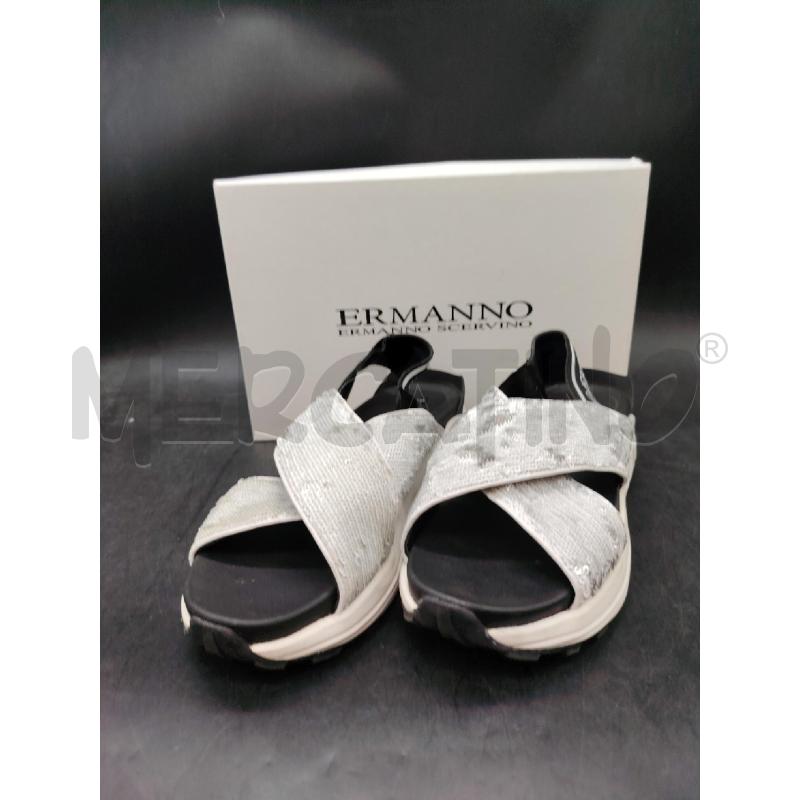 SANDALI D SCATO ERMANNO SCERVINO PAILETTES BIA  | Mercatino dell'Usato Roma eur 1