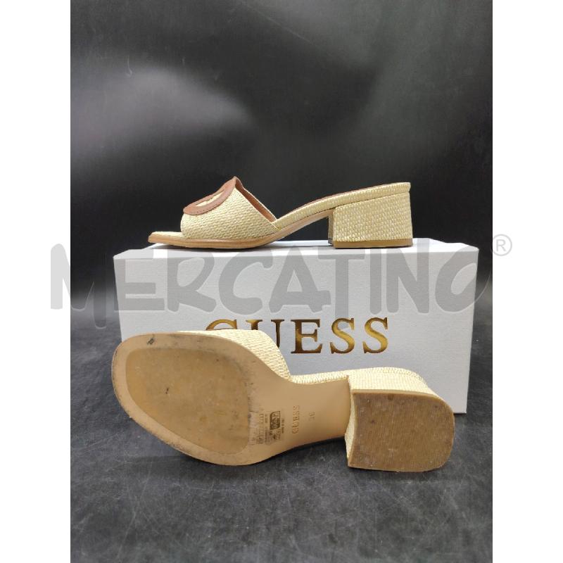 SANDALI D SCATO TACCO GUESS RAFIA LOGO MARR | Mercatino dell'Usato Roma eur 2