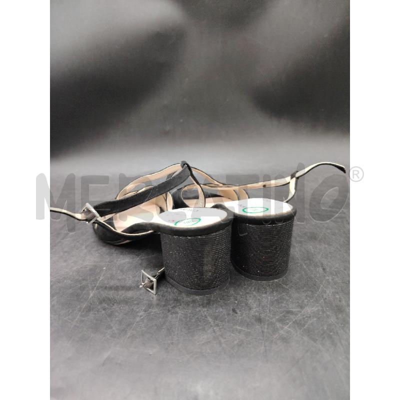 SANDALI D TACCHI VALLEVERDE NERO LUREX | Mercatino dell'Usato Roma eur 2