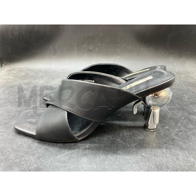SANDALI D TACCO LAGERFELD NERO INCROCIO TACCO SCULTURA | Mercatino dell'Usato Roma eur 4
