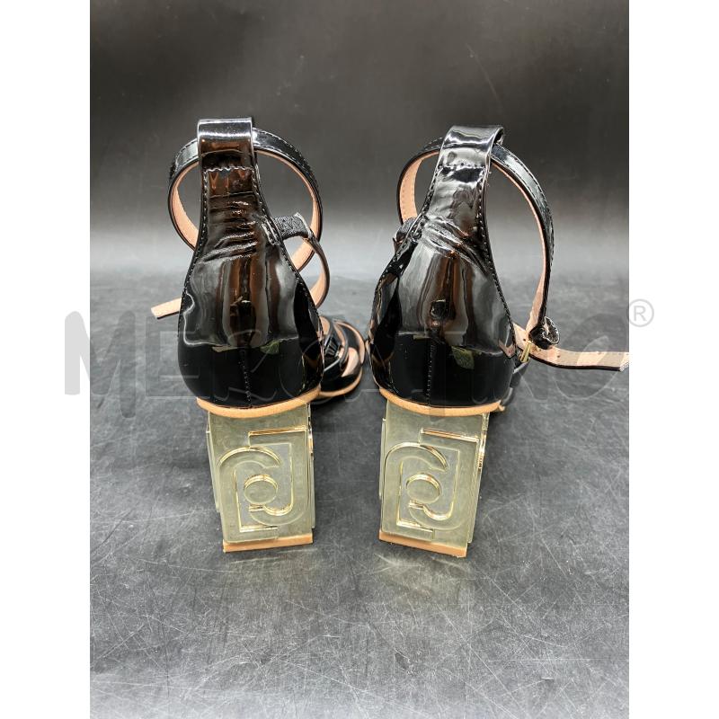 SANDALI TACCO D LIUJO NERO VERNICE TACCO LOGO | Mercatino dell'Usato Roma eur 4