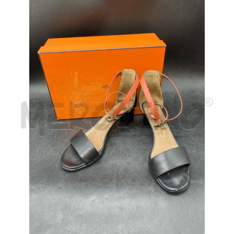 SANDALI TACCO HERMES MENAGE NERO CINTURINO ARA SCATO | Mercatino dell'Usato Roma eur 1