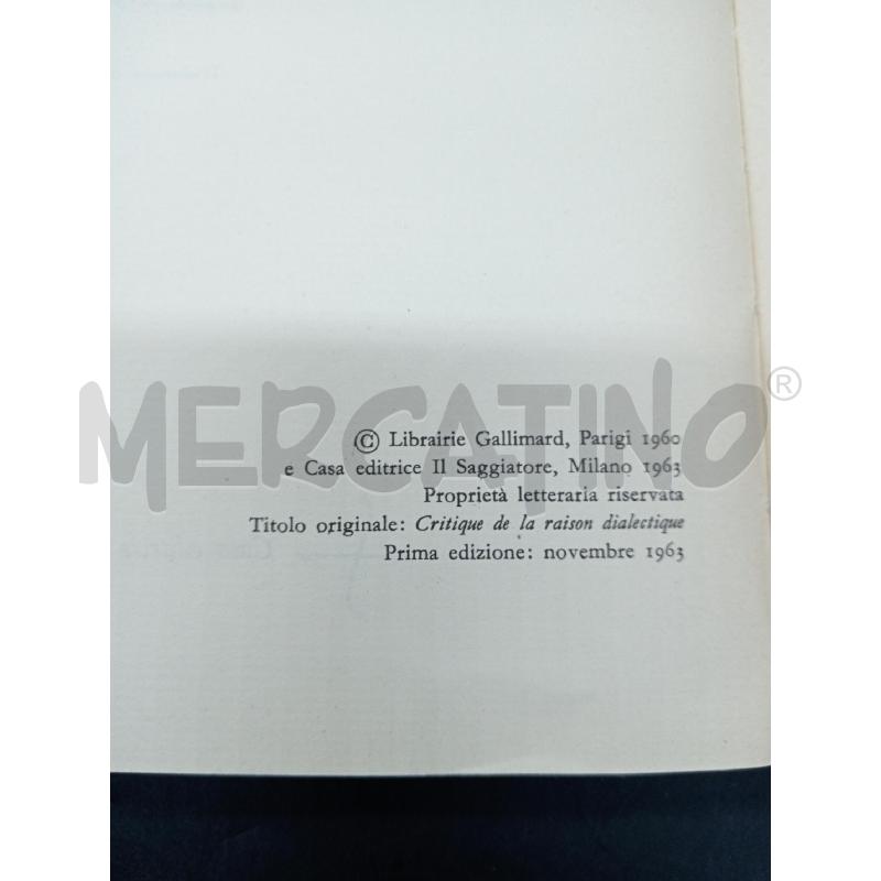 SARTRE CRITICA DELLA RAGIONE DIALETTICA | Mercatino dell'Usato Roma eur 3