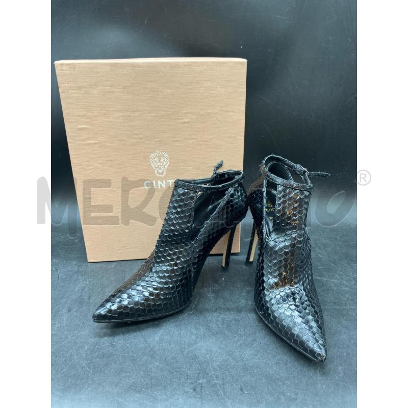 SCARPE TACCHI CINTI SCATOLA PITON NERO  | Mercatino dell'Usato Roma eur 1