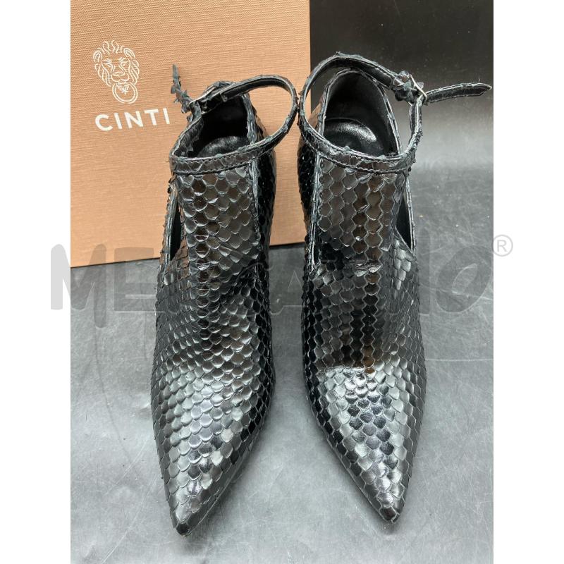 SCARPE TACCHI CINTI SCATOLA PITON NERO  | Mercatino dell'Usato Roma eur 2