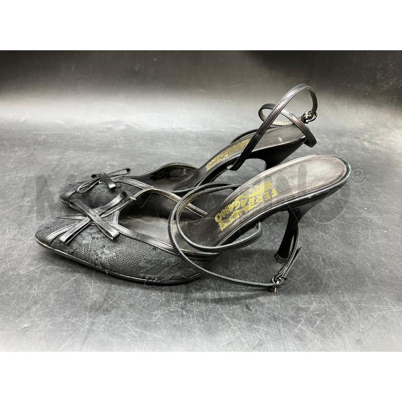 SCARPE TACCHI FERRAGAMO NERO PIZZO FIOCCO | Mercatino dell'Usato Roma eur 3