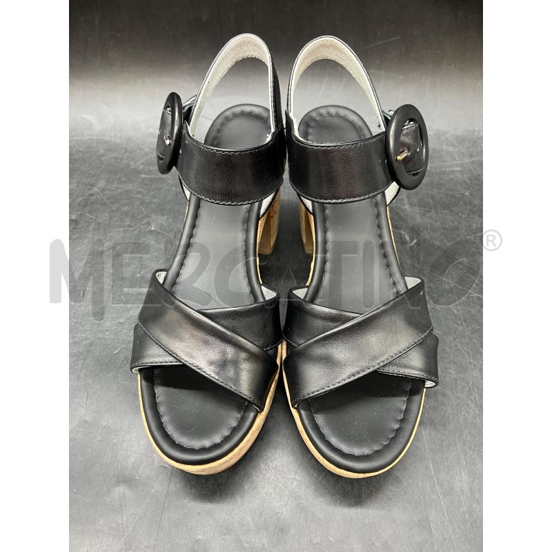 SCARPE TACCHI NERO GIARDINI NERE FASCE TACCO SUGHERO  | Mercatino dell'Usato Roma eur 2
