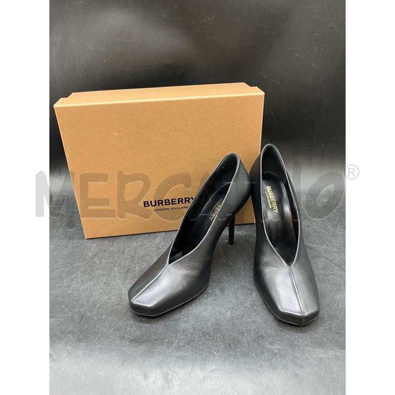 SCARPE TACCHI SCATO BURBERRY NERE PUNQUA QUADRATA CUCIT | Mercatino dell'Usato Roma eur 1