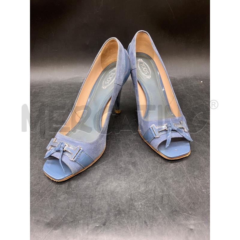 SCARPE TACCHI TOD'S BLU SCAMO PERTE DAVANTI  | Mercatino dell'Usato Roma eur 1