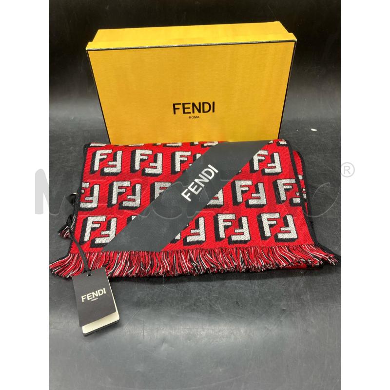 SCIARPA FENDI ROSSO NERO LOGHI BIANCHI CARTELLINO | Mercatino dell'Usato Roma eur 1