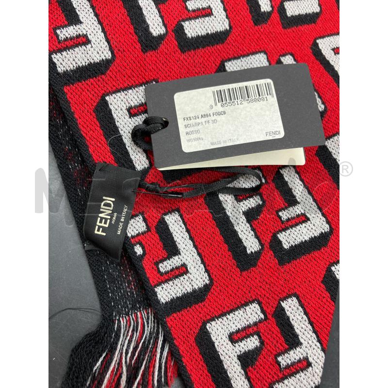 SCIARPA FENDI ROSSO NERO LOGHI BIANCHI CARTELLINO | Mercatino dell'Usato Roma eur 3