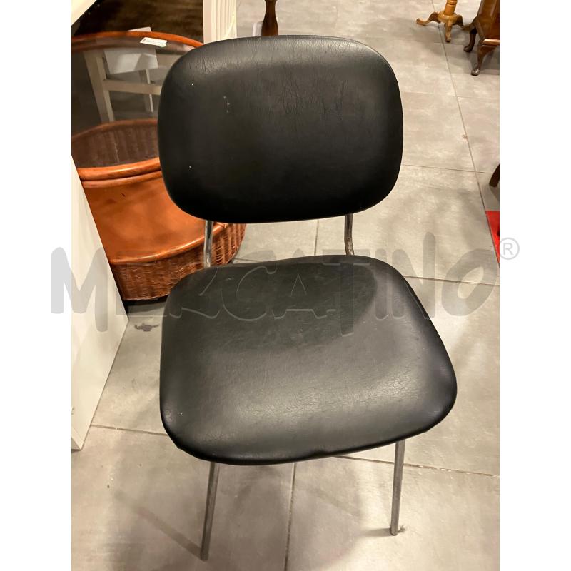 SEDIA CROMO S/E. PELLE NERA  | Mercatino dell'Usato Roma eur 1