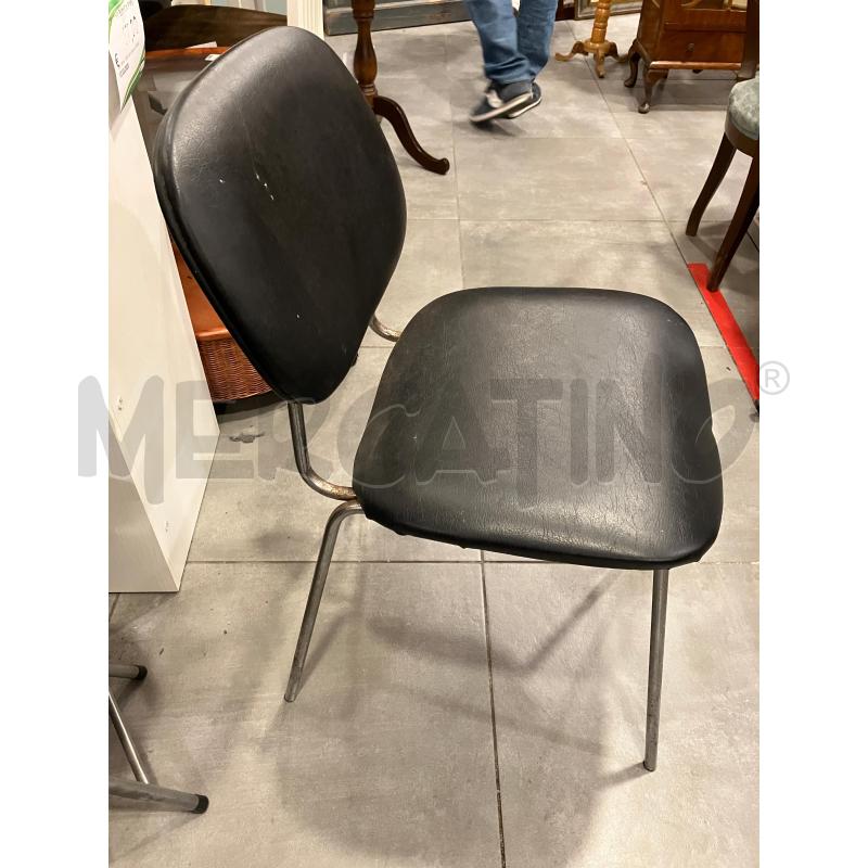 SEDIA CROMO S/E. PELLE NERA  | Mercatino dell'Usato Roma eur 2