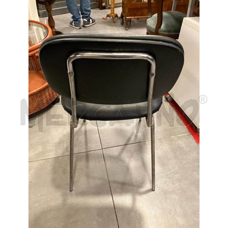 SEDIA CROMO S/E. PELLE NERA  | Mercatino dell'Usato Roma eur 3