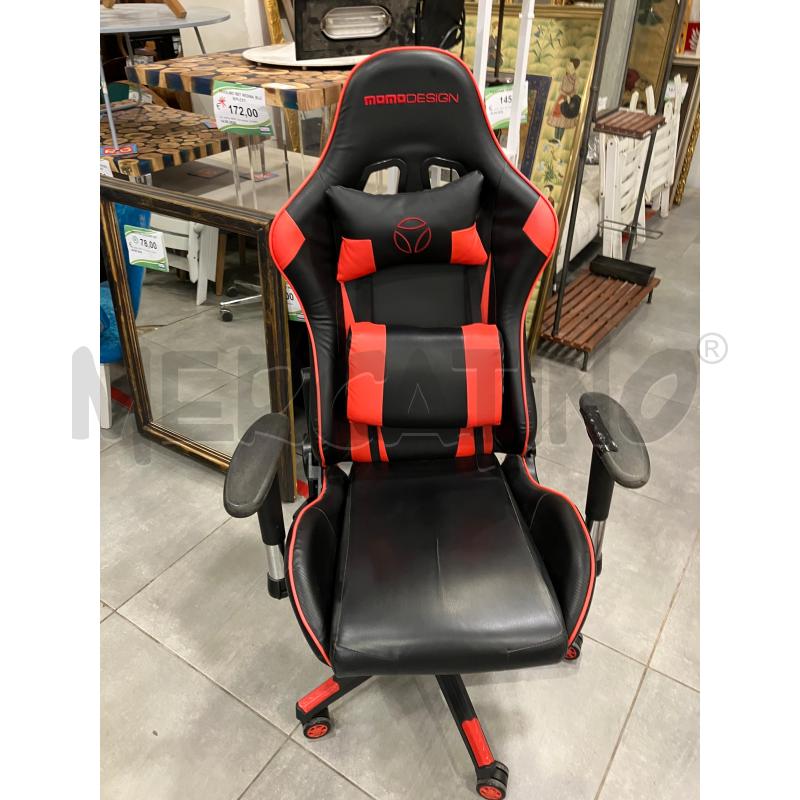 SEDIA GAMING MOMO DESIGN ROSSA NERA | Mercatino dell'Usato Roma eur 1