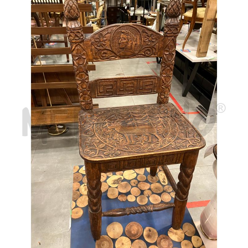 SEDIA LEGNO INTAGLIATA  | Mercatino dell'Usato Roma eur 1