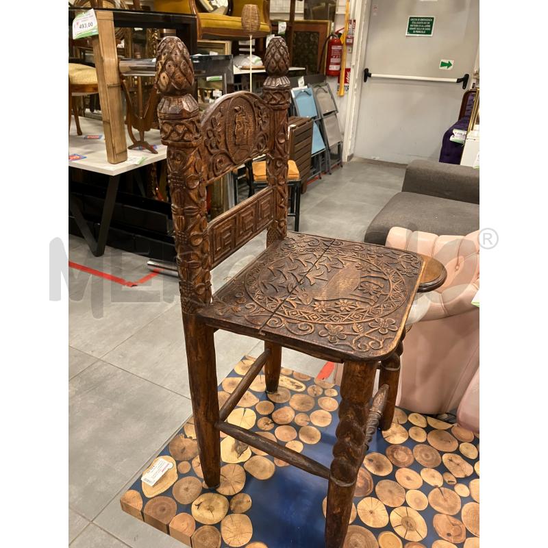 SEDIA LEGNO INTAGLIATA  | Mercatino dell'Usato Roma eur 2