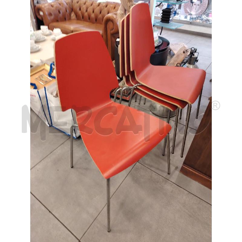 SEDIE PZ. 4 ROSSE ALL/LEGNO | Mercatino dell'Usato Roma eur 1