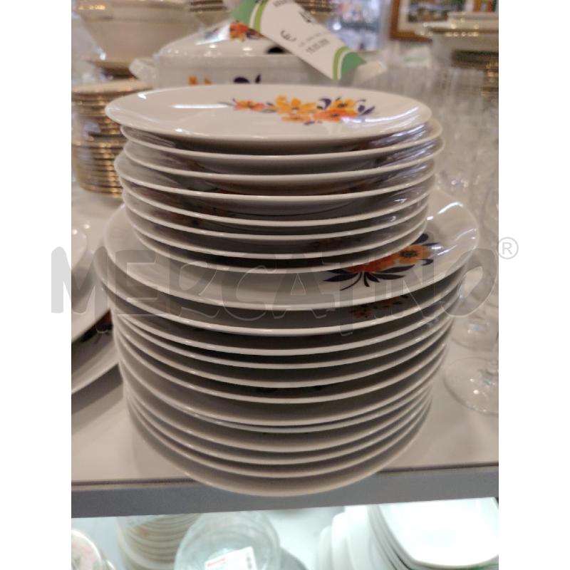 SERVIZIO PIATTI FIORI ARANCIO VIOLA  | Mercatino dell'Usato Roma eur 3