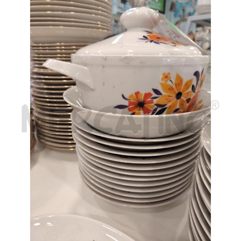 SERVIZIO PIATTI FIORI ARANCIO VIOLA  | Mercatino dell'Usato Roma eur 4