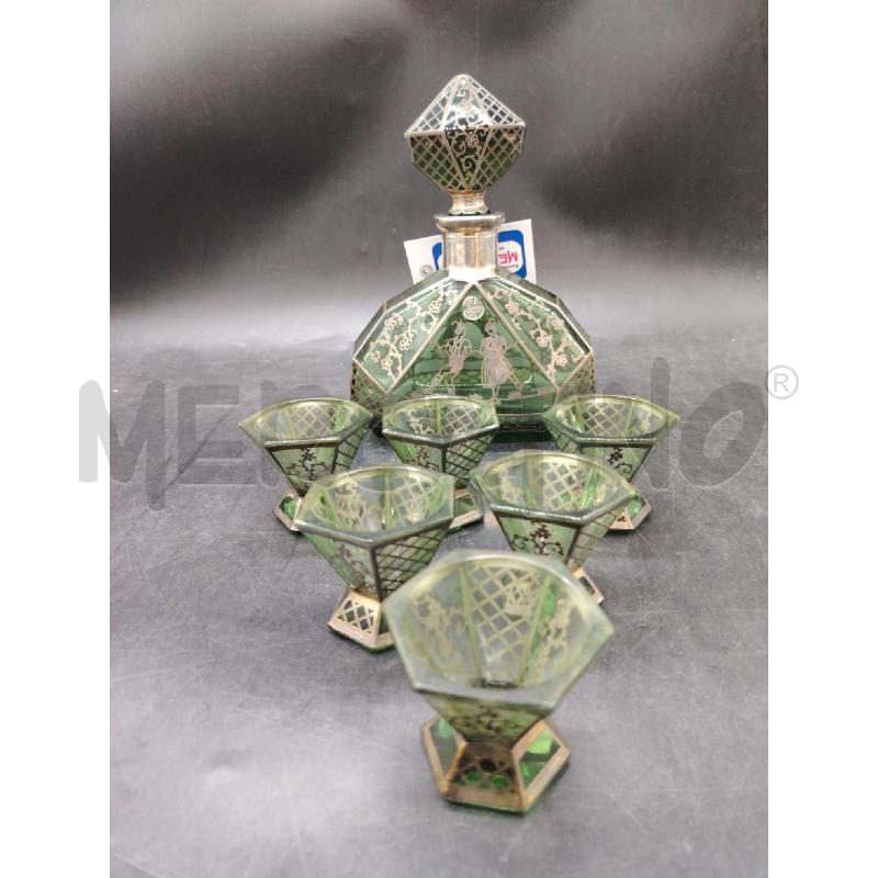 SET LIQUORE VETRO MOLATO VERDE | Mercatino dell'Usato Roma eur 1