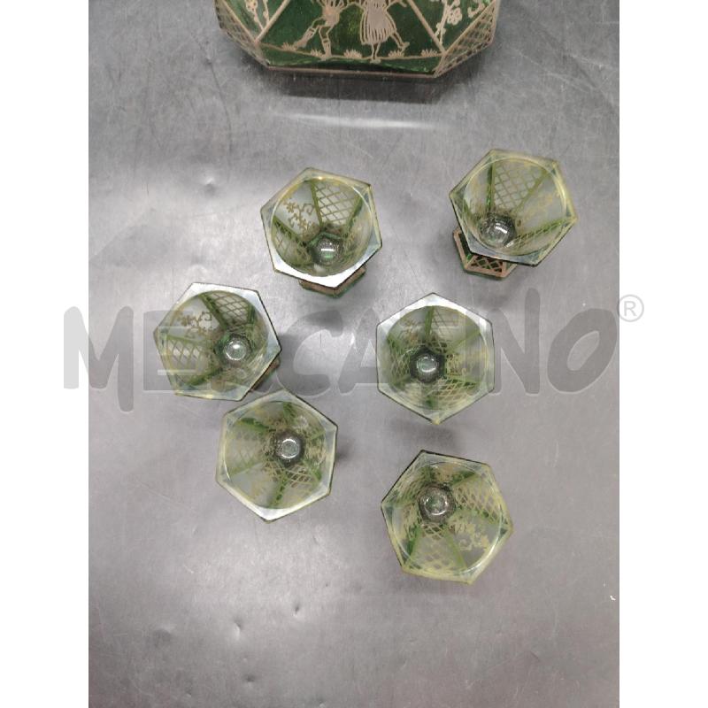 SET LIQUORE VETRO MOLATO VERDE | Mercatino dell'Usato Roma eur 3