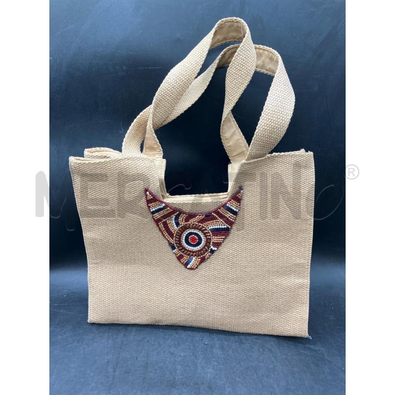 SHOPPER RAFIA PERLINE | Mercatino dell'Usato Roma eur 1