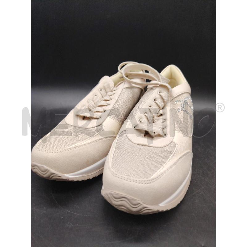 SNEAKERS D ROCCOBAROCCO BEIGE LOGO STRASS | Mercatino dell'Usato Roma eur 1