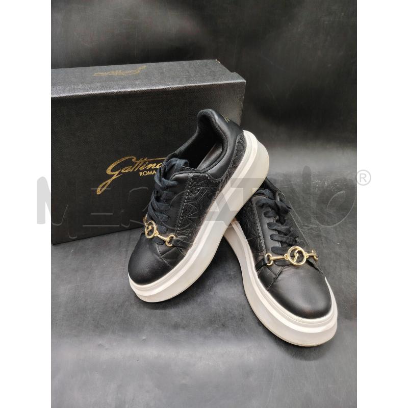 SNEAKERS D SCATO GATTINONI NERE PELLE PARA ALTA BIA  | Mercatino dell'Usato Roma eur 1