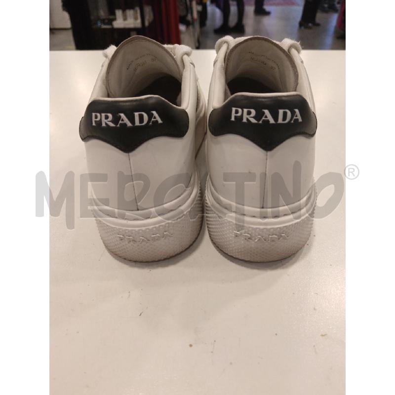 SNEAKERS PRADA PELLE BIA BANDA NERA 1E223M  | Mercatino dell'Usato Roma eur 3