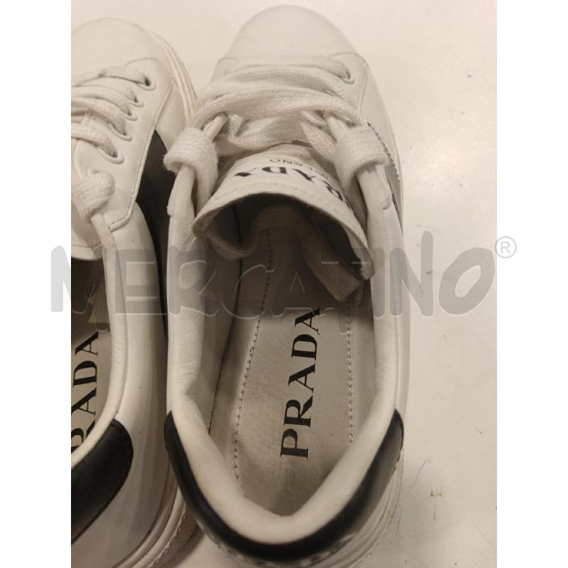 SNEAKERS PRADA PELLE BIA BANDA NERA 1E223M  | Mercatino dell'Usato Roma eur 4