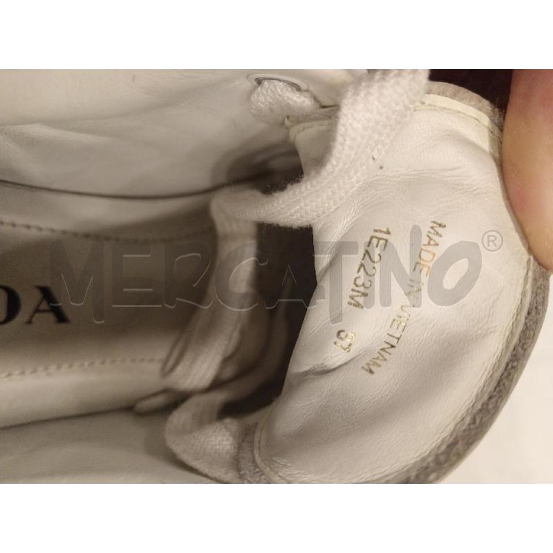SNEAKERS PRADA PELLE BIA BANDA NERA 1E223M  | Mercatino dell'Usato Roma eur 5