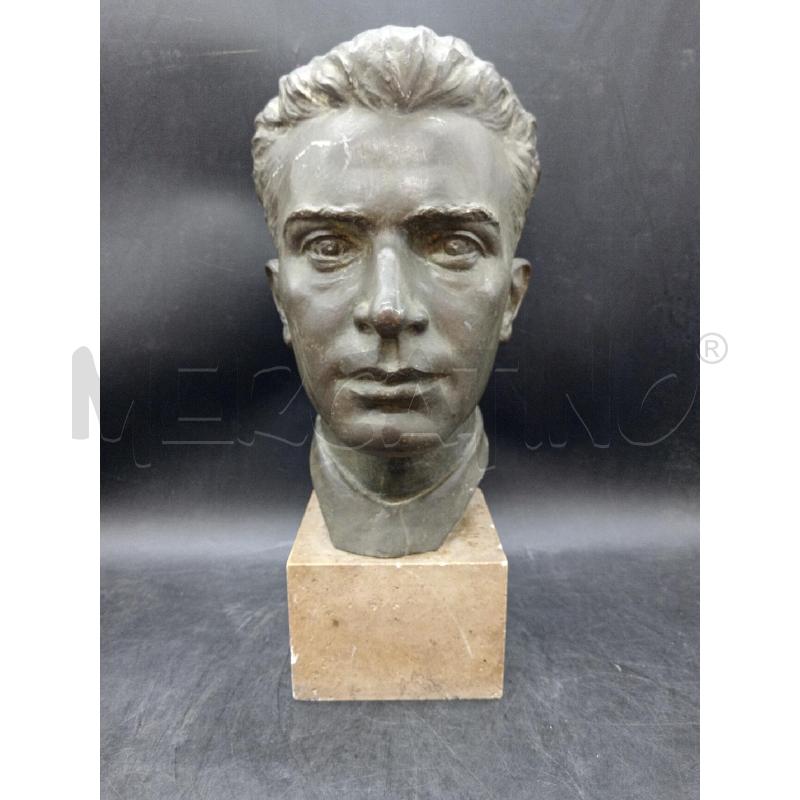 STATUA BRONZO VOLTO BASE TRAVERTINO | Mercatino dell'Usato Roma eur 1